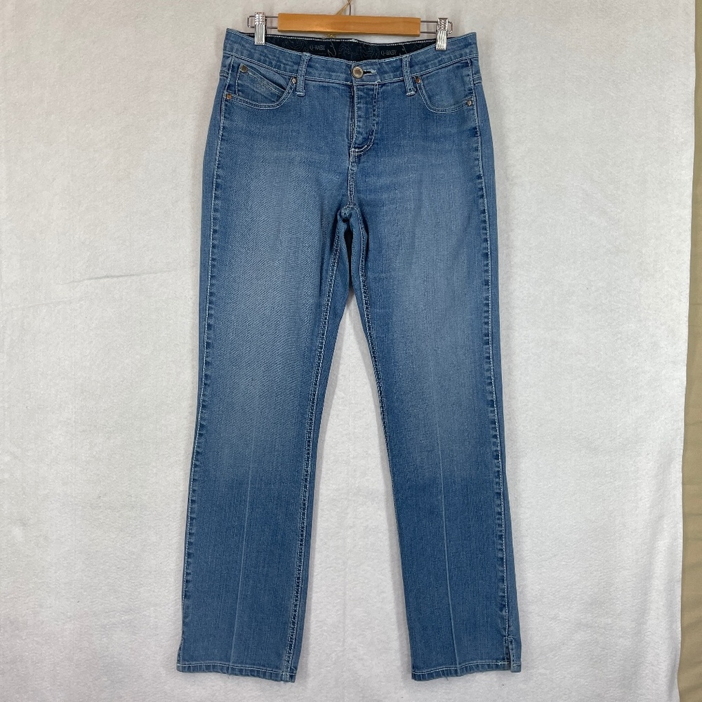 Wrangler Q Baby No Gap Waistband Blue Denim Jeans Straight Size 9 x 32